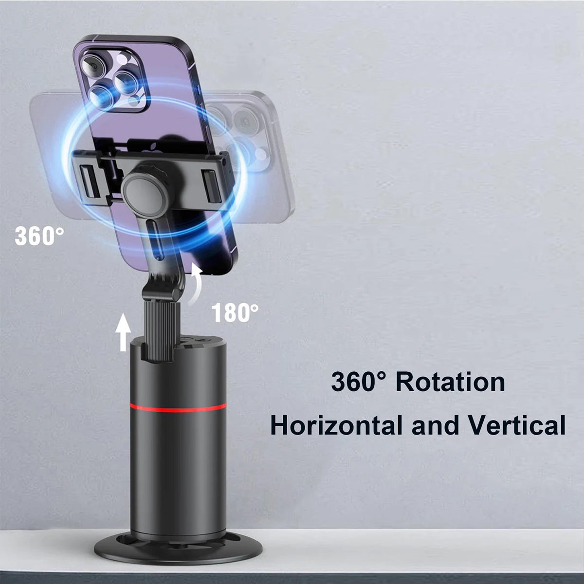 360 Degree Rotation Auto Face Tracking Phone Holder Stand Foldable Gesture Operation for Mobile Smartphone Vlog Live Streaming