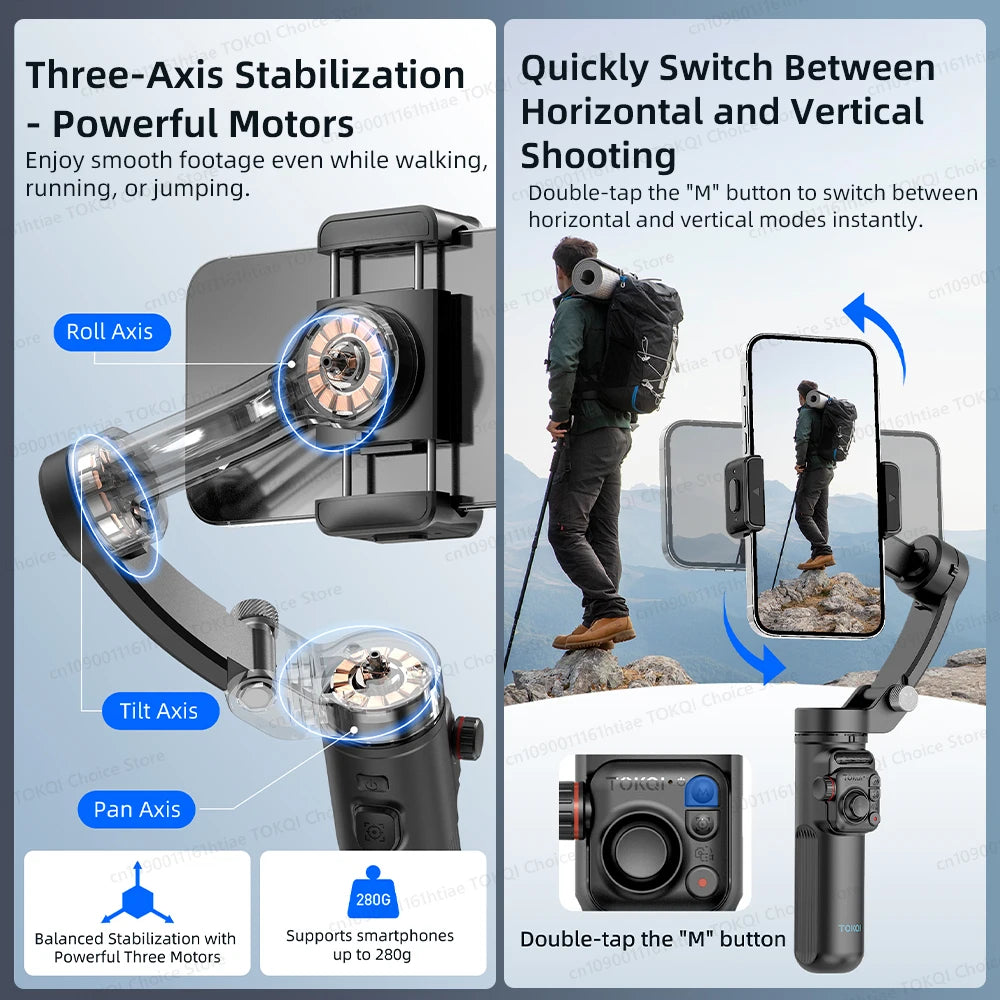 Handheld 3-Axis Gimbal Phone Holder