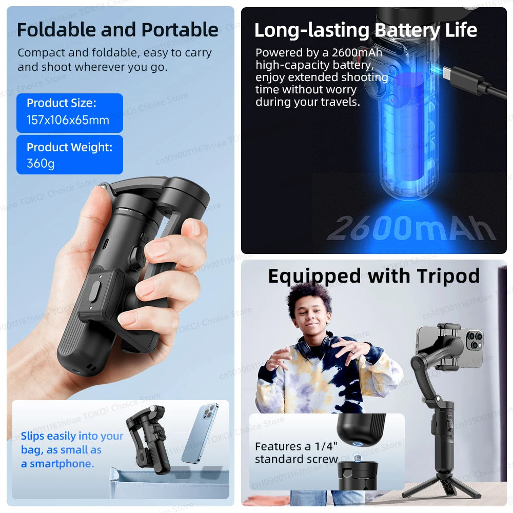 Handheld 3-Axis Gimbal Phone Holder